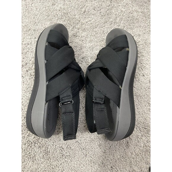 Clarks Cloud Steppers Sandals Womens 8M Arla Meg Strappy Black Open Toe Comfort - Picture 4 of 6